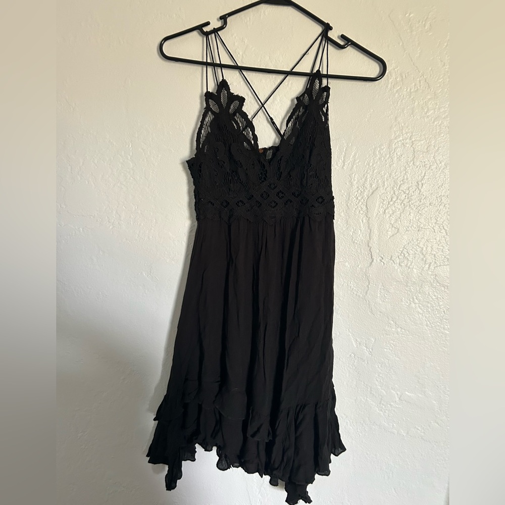 Free people adella slip dress black xs